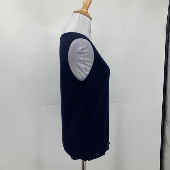 Talbots Tank Top Womes M Medium Navy Blue Cashmere Blend Sleeveless Knitted - Picture 4 of 12